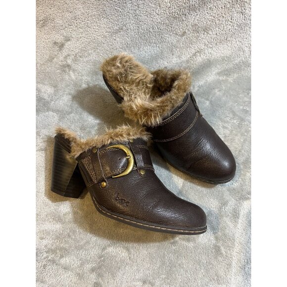 BOC Born Women’s Size 6 Shoes Brown Leather Mule Clog Slide Slip On Buckle Boho - Picture 1 of 11